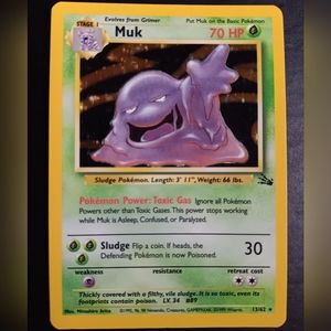 Muk Pokemon Card - Fossil Set - 13/62 Rare Holo